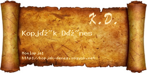 Kopják Dénes névjegykártya